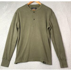 Filson Waffle Knit Henley Mens Size Small Cotton Henley Green 100% Cotton Henley